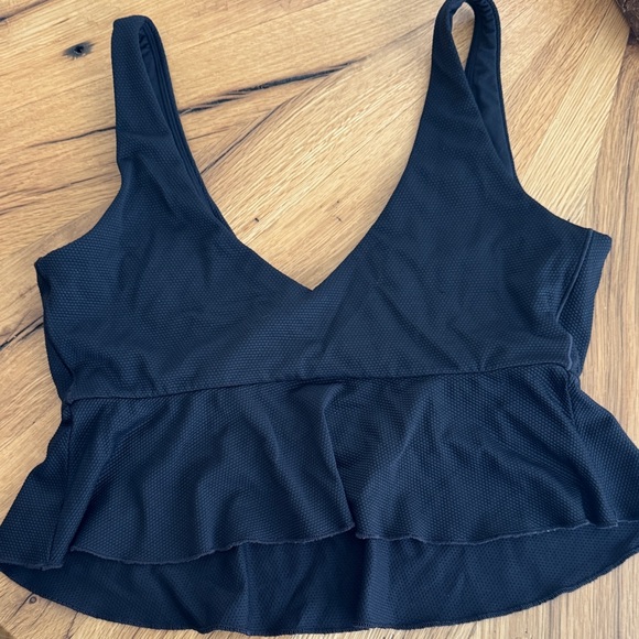 Spanx swim top Black V-Neck Peplum Top size XL - Picture 1 of 4